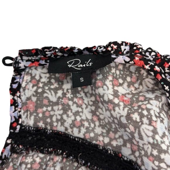 Rails Faren Midnightโ Meadow Dress S Boho Floral Mini Cottagecore Fall Ruffle - Picture 3 of 5